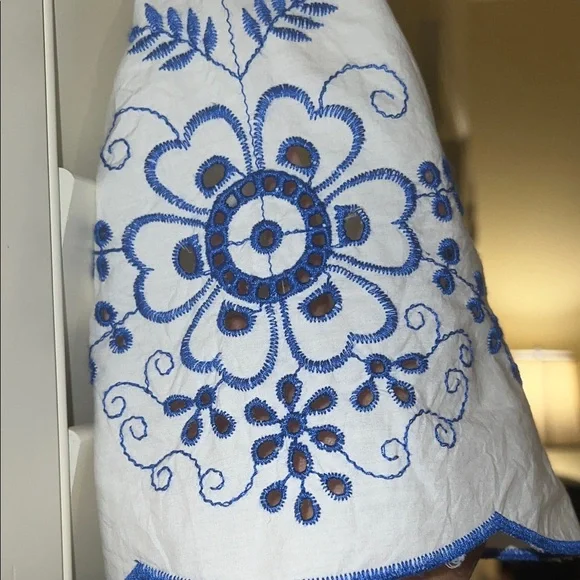 Anthropologie White and Blue Embroidered Dress - Picture 2 of 5